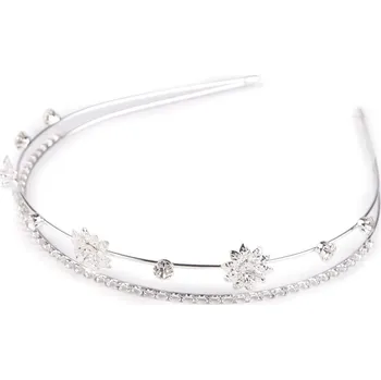Čelenka Štrasová čelenka do vlasů dvojitá 1 stříbrná