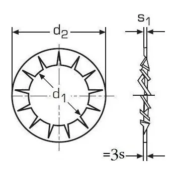 Matice podložka M5 pr. 5.3x10x0.6 ZINEK vějířová vnitřní ozubení DIN 6798J