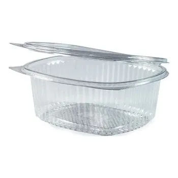 Jednorázové nádobí Miska oválná 250 ml PET s integrovaným víčkem, 50 ks