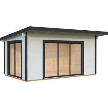Zahradní domek Palmako Zahradní chatka GRACE 14,1 m² s posuvnými+ dveřmi Barva: Bílá RAL9016 + antracit RAL7016, nátěr