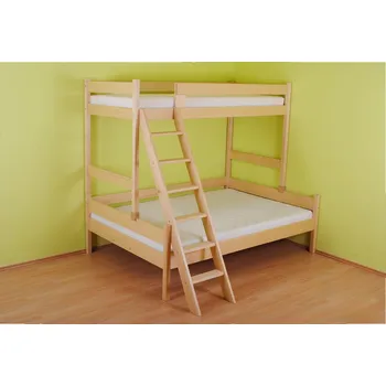 Postel Truhlářství Miroslav Šteker Trojlůžková patrová postel Eliška Varianta produktu: Úložný prostor 1ks, Zvolte rozměr matrace (cm): 200 x 140, Umístění žebříku: vpravo