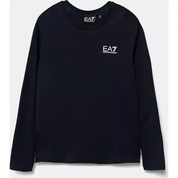 Dětské bavlněné tričko s dlouhým rukávem EA7 Emporio Armani tmavomodrá barva, s potiskem, 7B000021 AF10378 7B000021.AF10378 59X, vel. 150