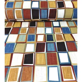 Loneta dekorační látka kostky červené | RTex