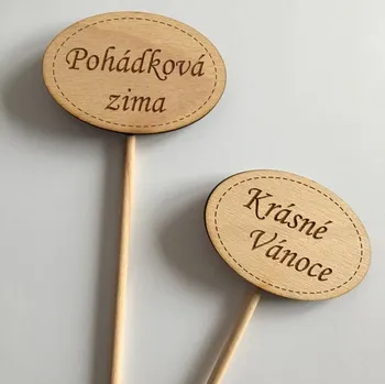 Vánoční dekorace Zápich vánoční ovál Nápis: Pohádková zima