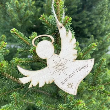 Vánoce Vánoční andílek na zavěšení, 2 velikosti Rozměry: 11 cm, Varianta: Nápis Kouzelné Vánoce