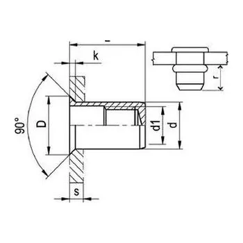 Nýt nýtovací matice UZAVŘENÁ M4x16.5 A2 NEREZ plochá hlava, rýhované tělo (s= 0.5-3.0 mm)