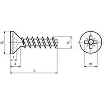 Šroub šroub do plastu 2.2x8 F ZINEK zápustná hlava křížová drážka PZ, tupý, PLASFAST 30