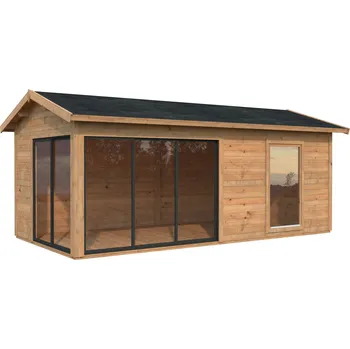 Zahradní domek Palmako Zahradní domek AMANDA 17,1 m² s posuvnými dveřmi Barva: Hnědá, máčení, Typ dveří: Posuvné dveře s jednosklem (Slide)