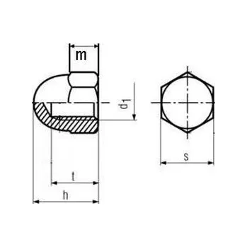 Matice matice M14 A2 NEREZ klobouková uzavřená DIN 1587
