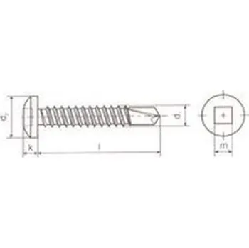 Spojovací materiál tex 4.8x19 ZINEK půlkulatá hlava vnitřní čtyřhran Quadrex DIN 7504 N-I