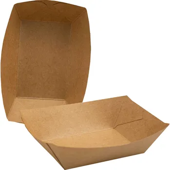 Jednorázové nádobí Miska na hranolky papírová hnědá (115 x 80/150 x 180 x 48 mm), 100 ks