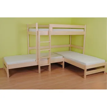 Postel Truhlářství Miroslav Šteker Trojlůžková patrová postel Max Varianta produktu: Základní varianta, Zvolte rozměr matrace (cm): 195 x 85, Umístění žebříku: vlevo