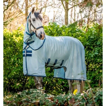 Deka pro koně Deka proti hmyzu Amigo Bug Buster, s krkem, azure blue/navy & electric blue Délka zad: 130 cm