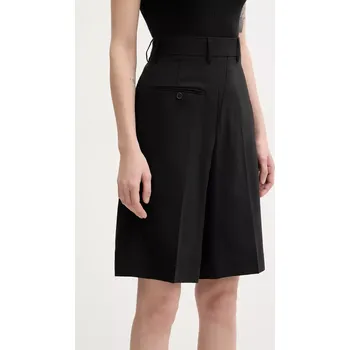 Dámské kraťasy Vlněné šortky MM6 Maison Margiela dámské, černá barva, hladké, high waist, S52MU0125 99X, vel. S