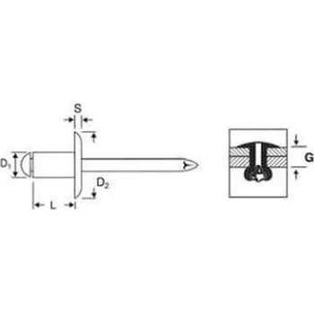Nýt trhací nýt 4.0x16 Al/Al plochá hlava DIN 7337 A scell-it