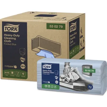 Utěrka Tork 530279 Průmyslové skládané čistící utěrky W4 Heavy-Duty Top-Pak, modrá, 105 ks