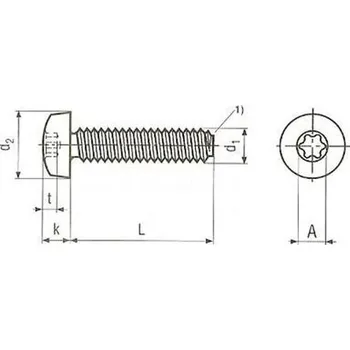 Šroub šroub M4x8 ZINEK půlkulatá hlava TORX 20 samořezný DIN 7500 C-TX