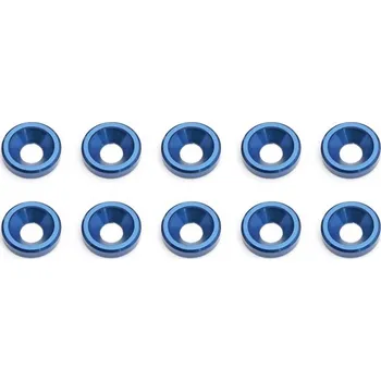 RC model FT M3 hliníkové podložky pro zápustné šrouby, modré, 10 ks.
