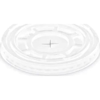 Jednorázové nádobí Víčko ploché pro kelímky s krížovým otvorem, 95 mm průměr, 50 ks