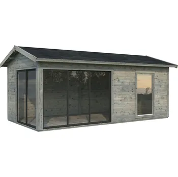 Zahradní domek Palmako Zahradní domek AMANDA 17,1 m² s posuvnými dveřmi Barva: Šedá, máčení, Typ dveří: Posuvné dveře s jednosklem (Slide)