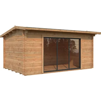 Zahradní domek Palmako Zahradní domek INES 13,7 m² s posuvnými dveřmi Barva: Hnědá, máčení, Typ dveří: Posuvné dveře s jednosklem (Slide)