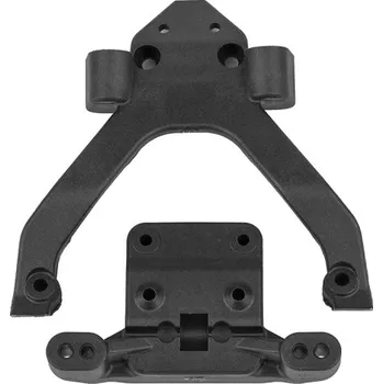 RC model B6.4 FT uhlíková přední horní deska a držák kulového čepu, šikmá