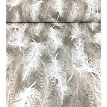 Loneta dekorační látka peří Leggero mocha | RTex