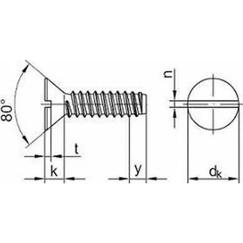 Šroub šroub do plechu 4.8x32 ZINEK zápustná hlava rovná drážka tupý DIN 7972 F