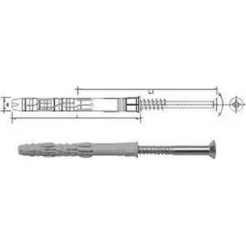 Hmoždinka hmoždinka 10x100 RMP+ rámová, vrut zápustná hlava křížová drážka