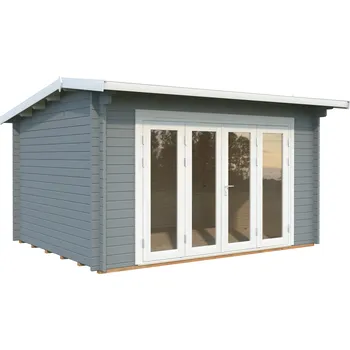 Zahradní stavba Palmako Zahradní domek INES 11,1 m² Barva: Světle šedá RAL7042 + bílá RAL9016, nátěr