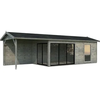 Zahradní domek Palmako Zahradní domek AMANDA 17,1 + 7,8 m² s posuvnými dveřmi Barva: Šedá, máčení, Typ dveří: Posuvné dveře s jednosklem (Slide)