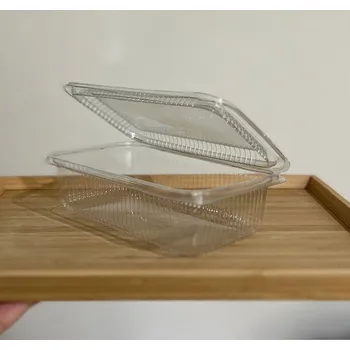 Jednorázové nádobí Miska hranatá průhledná PET HL-750 ml s integrovaným víčkem, 50 ks