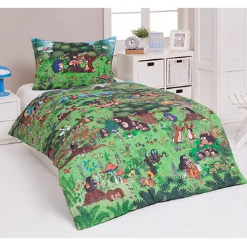 Povlečení Matějovský Krteček v lese 140 x 200, 70 x 90 cm zipový uzávěr