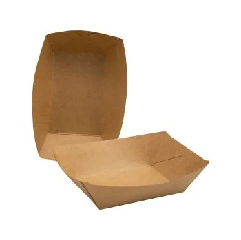 Jednorázové nádobí Miska na hranolky papírová hnědá (135 x 85/205 x 148 x 46 mm), (20 oz) 100 ks