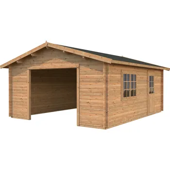 Zahradní stavba Palmako Garáž ROGER 27,7 m² Barva: Hnědá, máčení, Typ dveří: Bez vrat