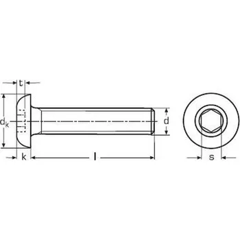 Šroub imbus M8x45 ZINEK 10.9 půlkulatá hlava ISO 7380-1