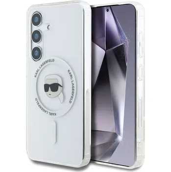 Pouzdro na mobilní telefon KARL LAGERFELD pouzdro pro SAMSUNG S25 KLHMS25SHLSKIH (Magnetic IML Metal K. Heads) bílé