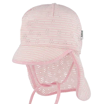 Kojenecká čepice RDX Letní kšiltovka vázací s plachetkou růžová proužek Vel. 48