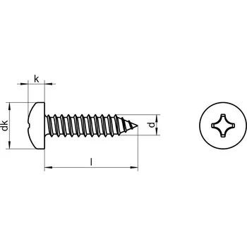 Spojovací materiál šroub do plechu 6.3x120 ZINEK půlkulatá hlava křížová drážka (Philips) DIN 7981 C-H