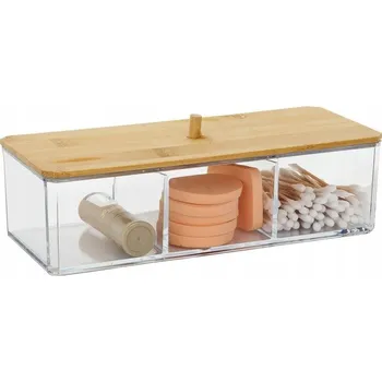 Úložný box Orion Úložný box s bambusovým víkem, 3 přihrádky, WHITNEY