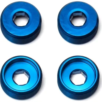 RC model RC8B3 hliníkové matky předních nábojů řízení, modré, 4 ks.