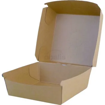 Jednorázové nádobí Hamburger Box kraft hnědý 14,5 x 14,5 x 10 cm, 75 ks