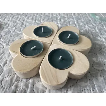 Svícen Dřevěný svícen na čajové svíčky - čtyřlístek sada