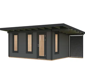Zahradní domek Palmako Zahradní chatka GRACE 12,4 + 4,1 m² Barva: Tmavě šedá RAL7012 + antracit RAL7016, nátěr