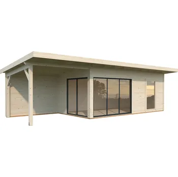 Zahradní domek Palmako Zahradní domek Andrea 17,1 + 7,9 m² s posuvnými dveřmi Barva: Bílá, máčení, Typ dveří: Posuvné dveře s jednosklem (Slide)