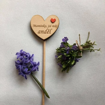 Srdce zápich 7 cm Maminka anděl