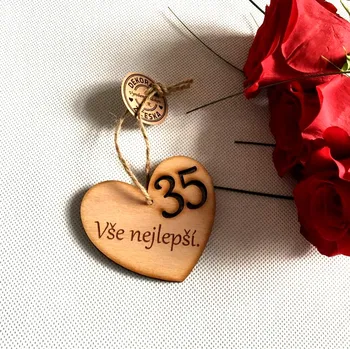 Dřevěné srdce 7 cm jubileum - více variant jubileií Jubileum: 18