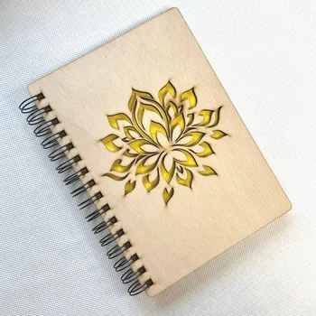 Zápisník Dřevěný blok A5 Květina Dřevěný zápisník A5