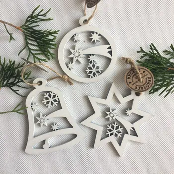 Vánoční ozdoba Dřevěné ozdobičky výřez 10 cm bílé- 3 druhy Tvar: Sada 3 ks