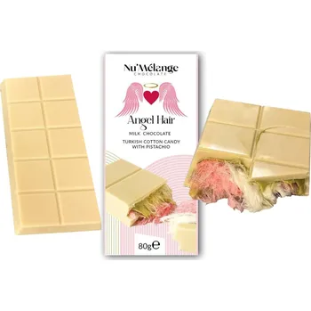Čokoláda Nu Melange Angel Hair Cotton Candy Pistachio dubajská čokoláda bílá 80 g